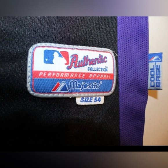 MLB Baseball Colorado Rockies #38 Jersey Sz: 54 Majestic CoolBase Black Purple - Picture 2 of 5